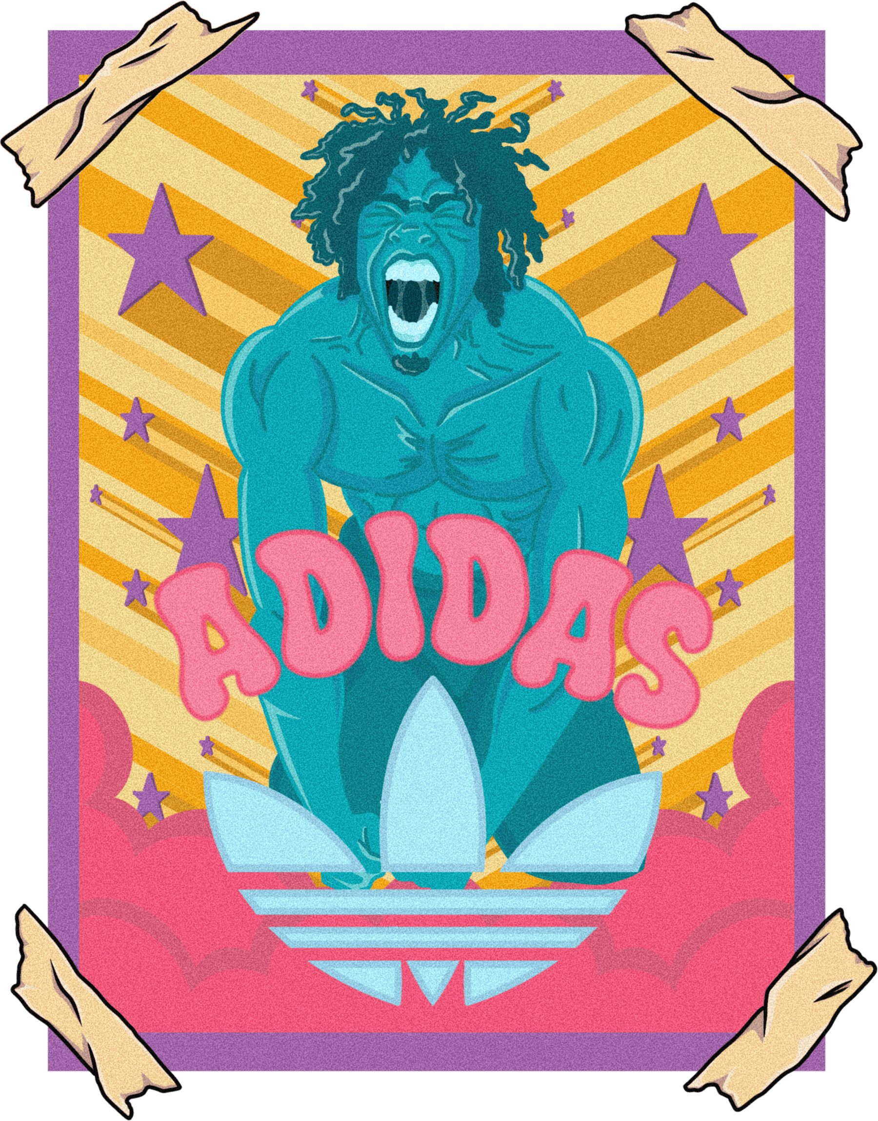 Option 4 final: colour adidas poster with a shouting figure