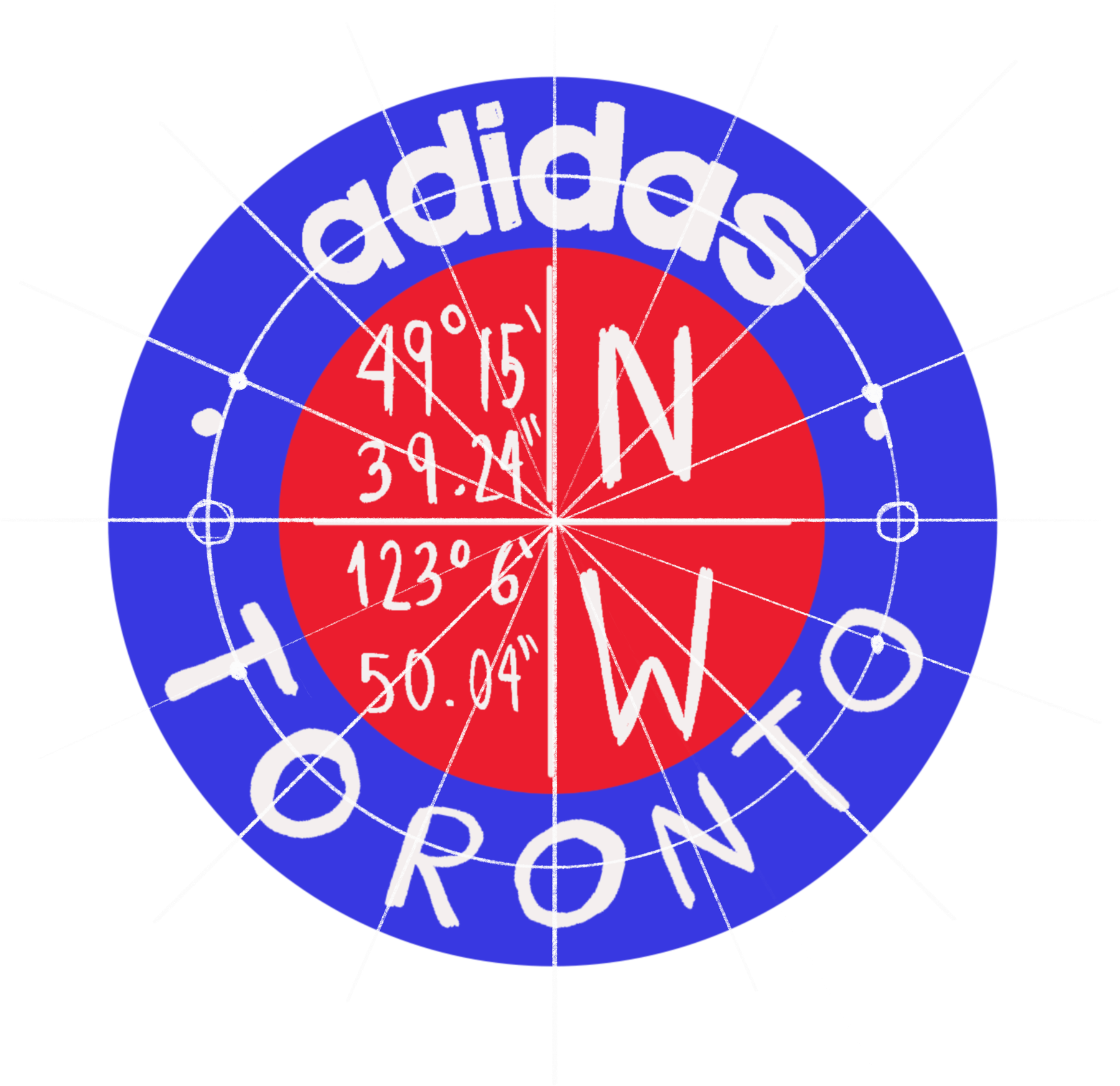 Option 5 rough: adidas Toronto compass circle sketch