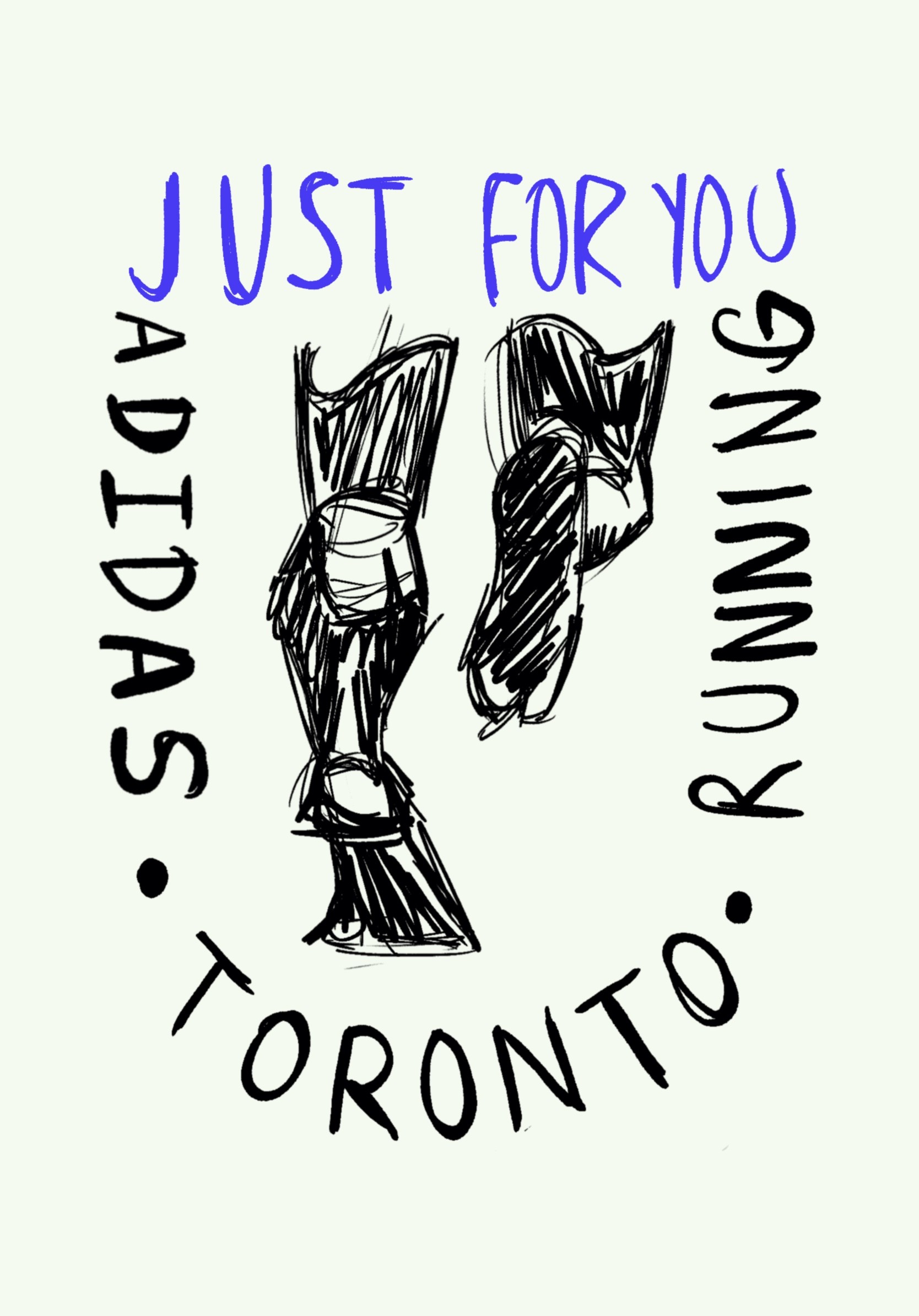 Option 6 rough: Just For You running legs sketch